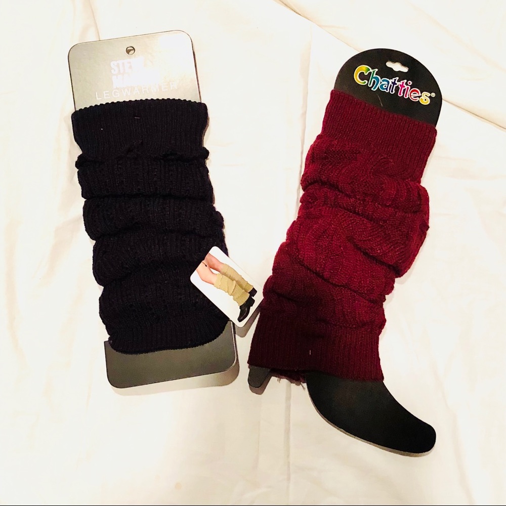 NWT Bundle of Two Black & Burgundy Leg Warmers